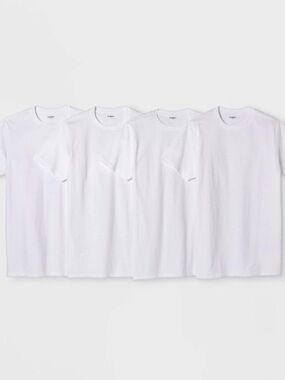 Men's 4 pack Short Sleeve Crew Neck T-Shirt - Goodfellow & Co White
